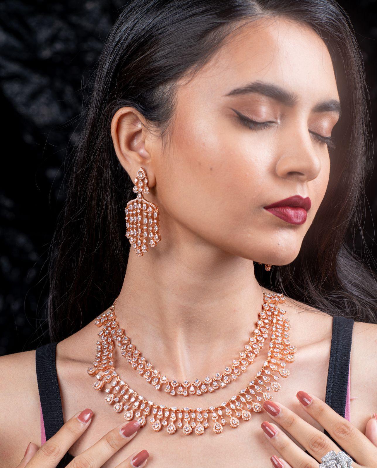 Zeenia Double Layer Diamond Set - Attrangi