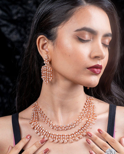 Zeenia Double Layer Diamond Set - Attrangi